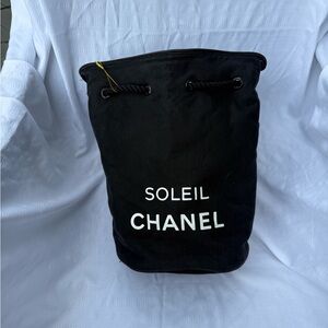 CHANEL Black Canvas Bucket Bag
